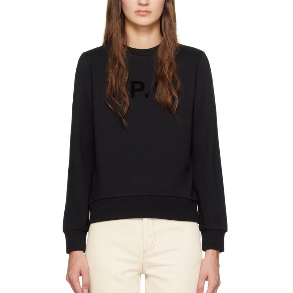 A.P.C. Black Flocked Viva Logo Sweater, NWOT, M